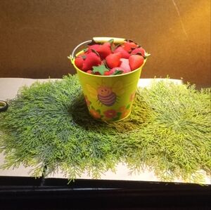 Bucket Of Cloth Strawberries